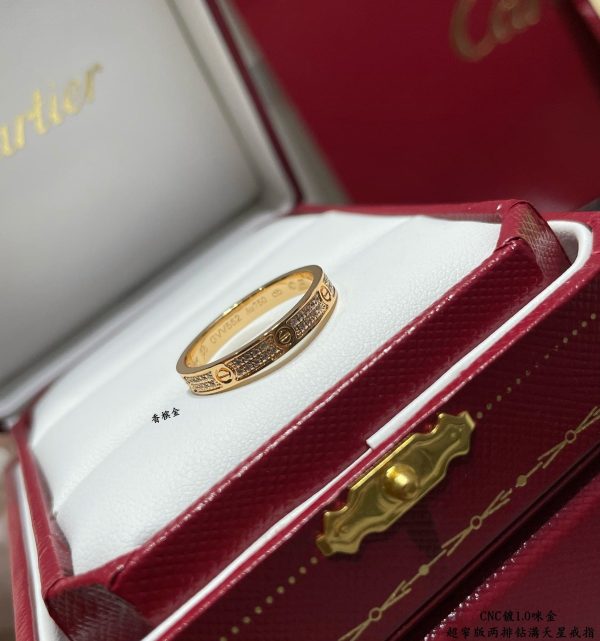 18K Love Diamond-Paved 3mm Ring - 图片 2