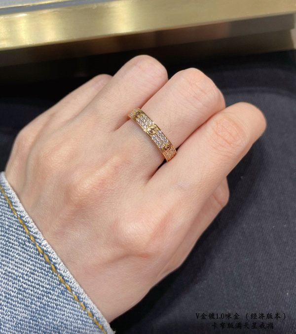 18K Love Diamond-Paved 3mm Ring - 图片 3