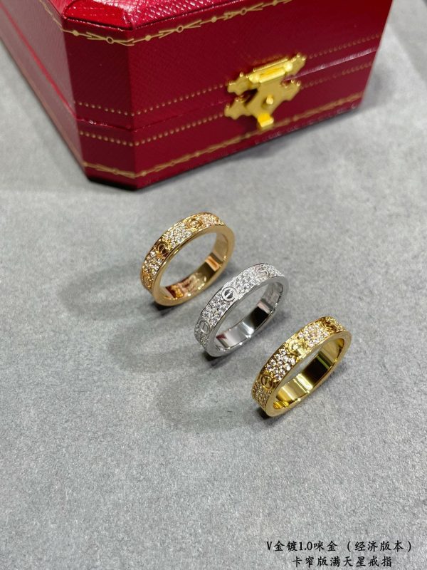 18K Love Diamond-Paved 3mm Ring - 图片 5