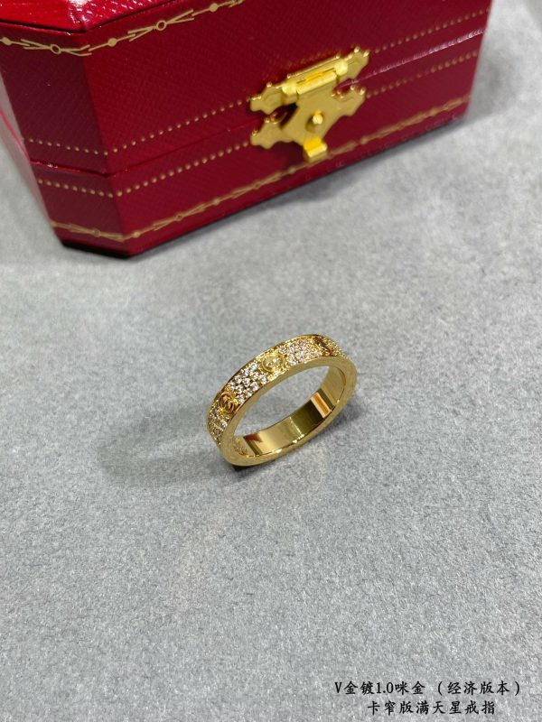 18K Love Diamond-Paved 3mm Ring - 图片 4