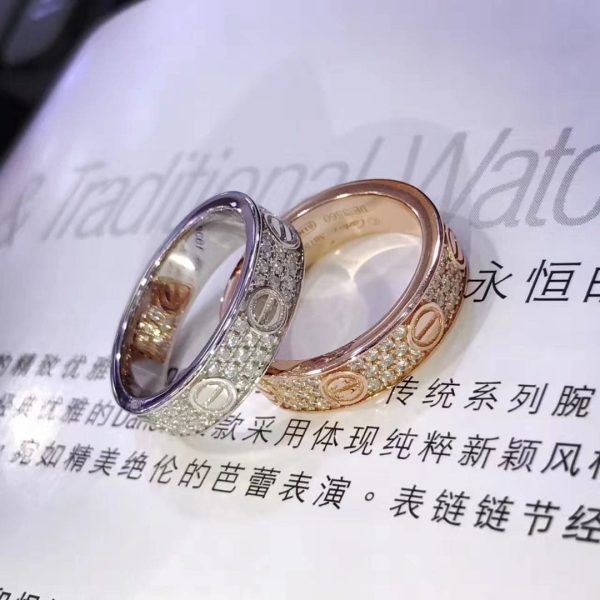 18K Love Diamond-Paved 5mm Ring - 图片 6
