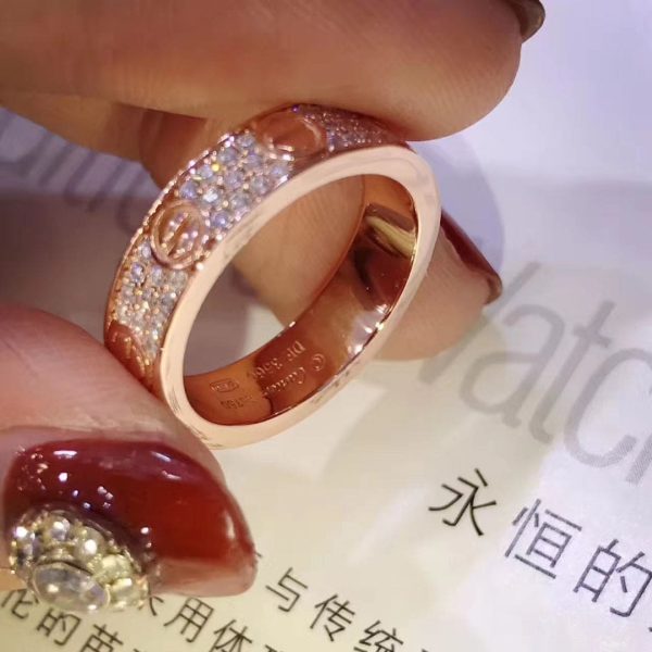 18K Love Diamond-Paved 5mm Ring - 图片 3