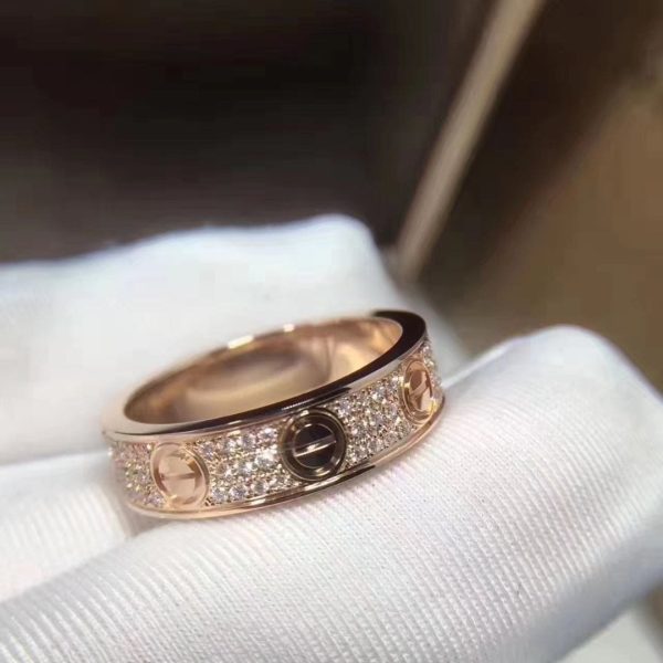 18K Love Diamond-Paved 5mm Ring - 图片 2
