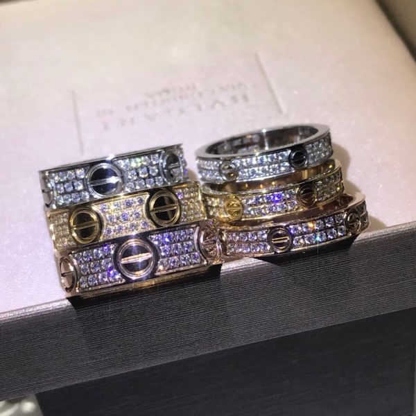 18K Love Diamond-Paved 5mm Ring - 图片 3