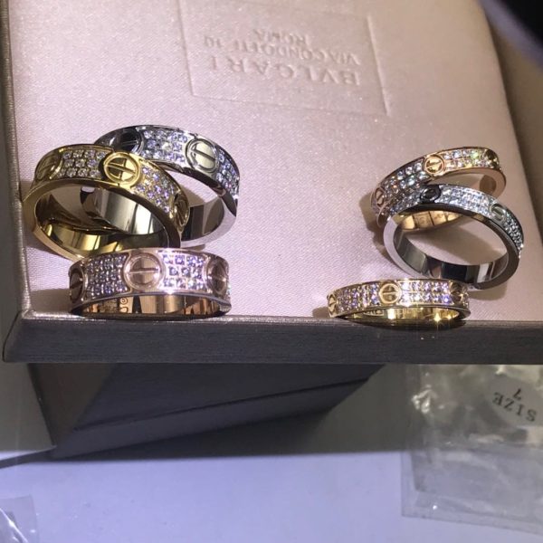 18K Love Diamond-Paved 5mm Ring - 图片 4