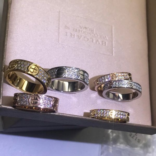 18K Love Diamond-Paved 5mm Ring - 图片 3