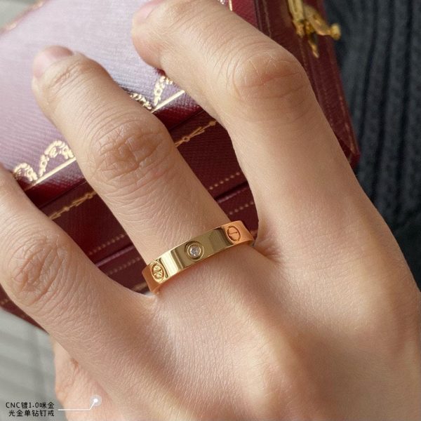 18K Love Wedding One Diamond Ring - 图片 5