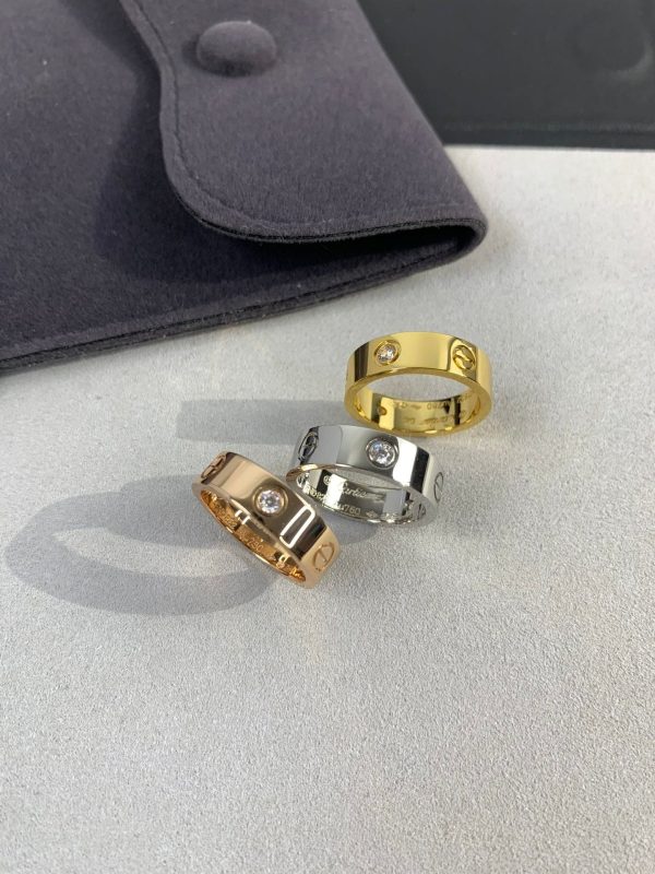 18K Love Wedding Three Diamonds Ring - 图片 6