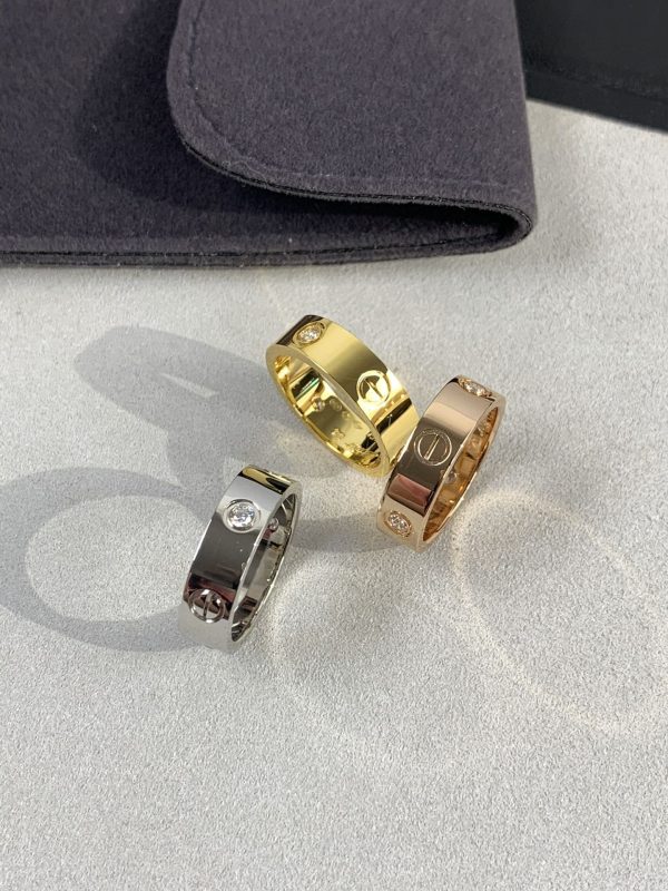 18K Love Wedding Three Diamonds Ring - 图片 6