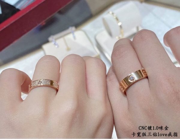 18K Love Wedding Three Diamonds Ring - 图片 3