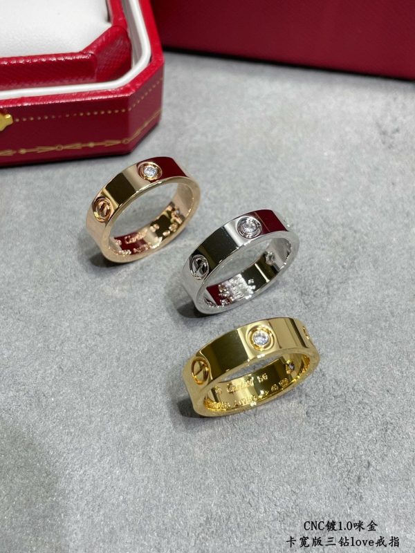 18K Love Wedding Three Diamonds Ring - 图片 5