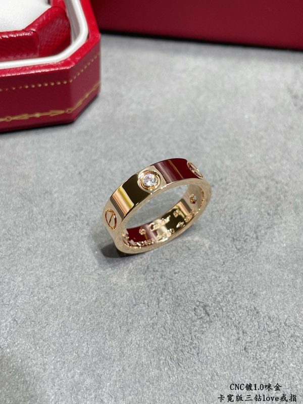 18K Love Wedding Three Diamonds Ring - 图片 2