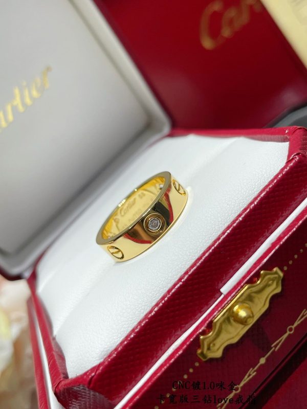 18K Love Wedding Three Diamonds Ring - 图片 4