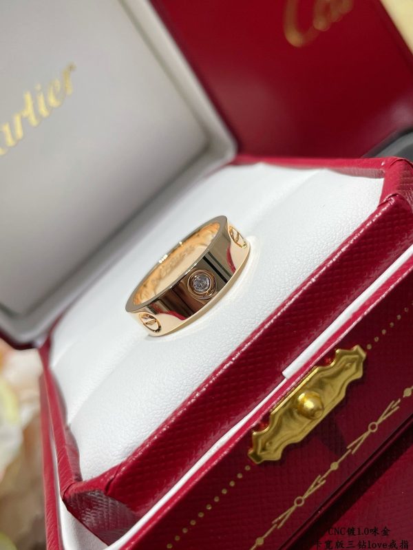 18K Love Wedding Three Diamonds Ring - 图片 4