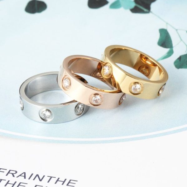 18K Love Wedding Six Diamonds Ring - 图片 9