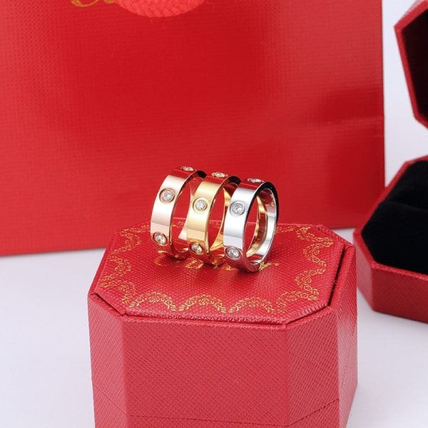 18K Love Wedding Six Diamonds Ring - 图片 5