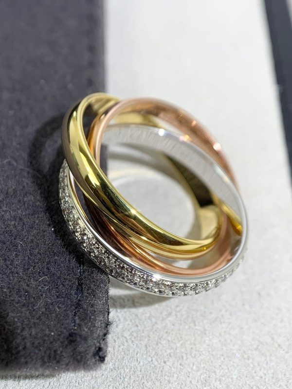 18K Trinity Pave Diamond Ring - 图片 7