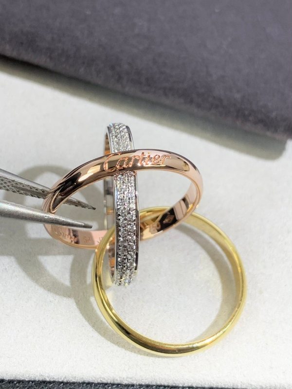18K Trinity Pave Diamond Ring - 图片 8