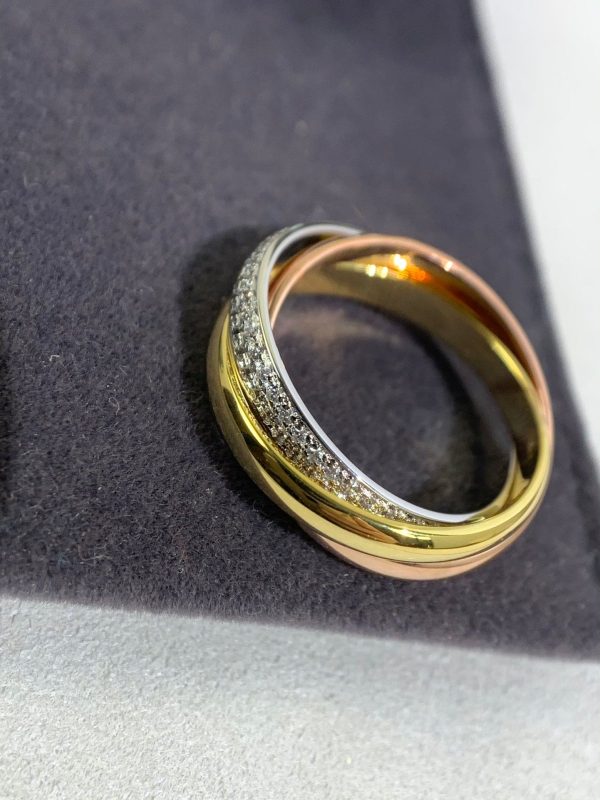 18K Trinity Pave Diamond Ring - 图片 3