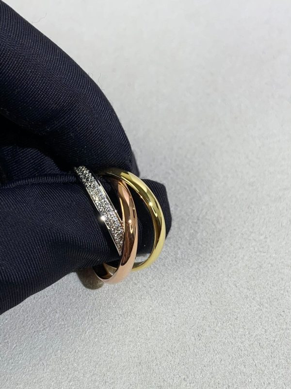 18K Trinity Pave Diamond Ring - 图片 5