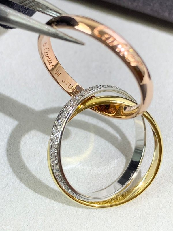 18K Trinity Pave Diamond Ring - 图片 6
