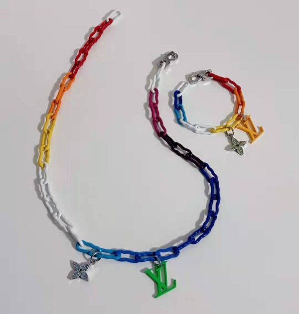 18K Louis Rainbow Ceramic Chain Necklace - 图片 2