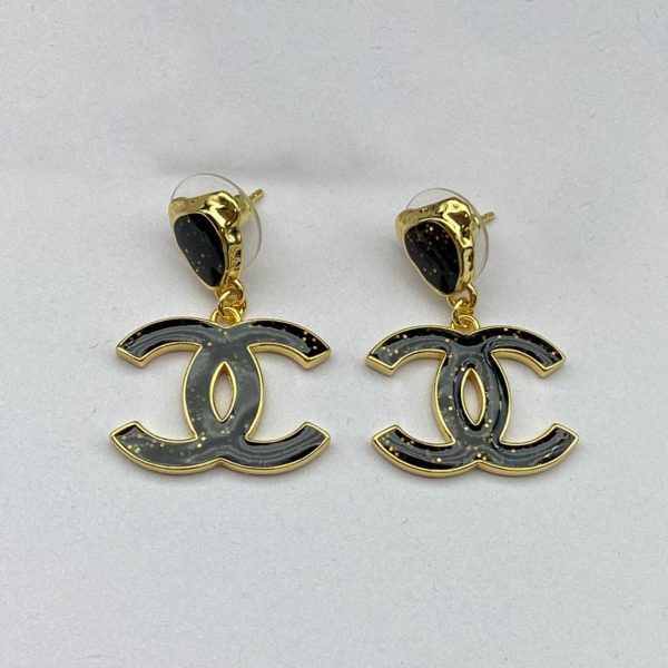 18K CC Classic Black Dangle Earrings - Image 2
