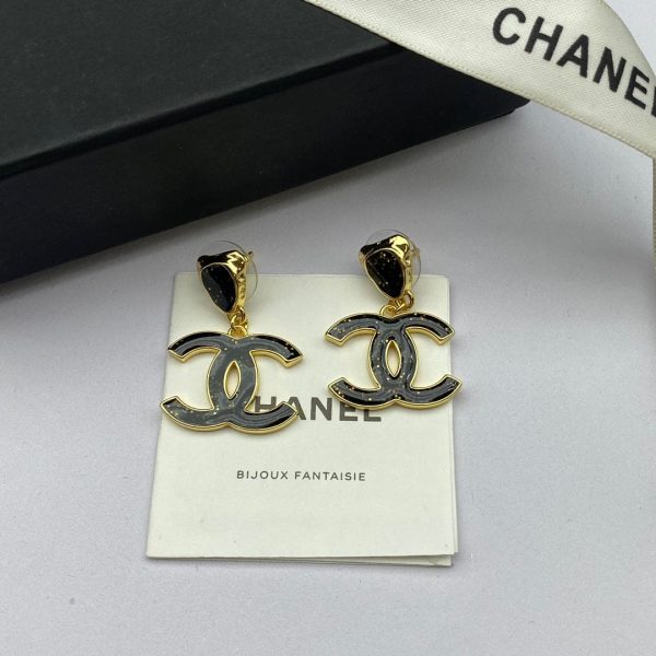 18K CC Classic Black Dangle Earrings - Image 4
