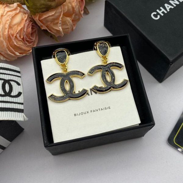 18K CC Classic Black Dangle Earrings - Image 5