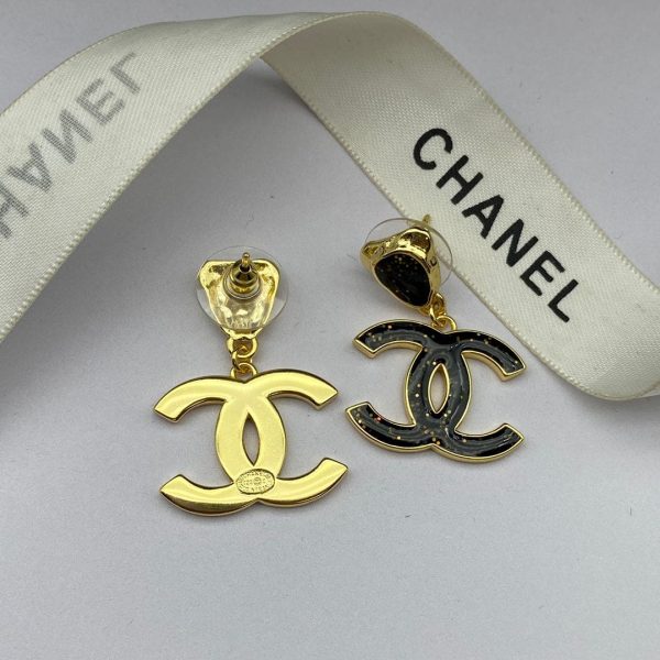 18K CC Classic Black Dangle Earrings - Image 7