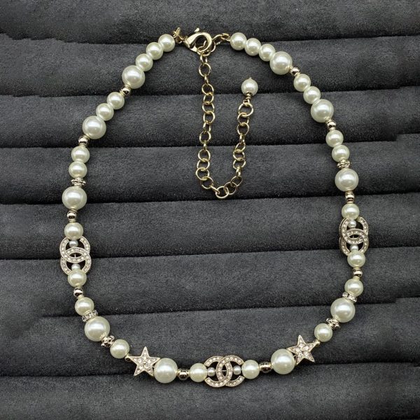 18K CC Pearls & Stars Necklace