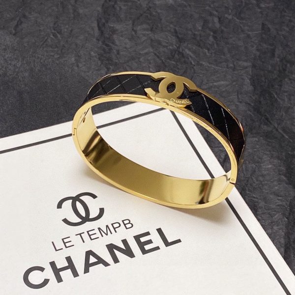 18K CC Cuff & Leather Bracelet - 图片 5