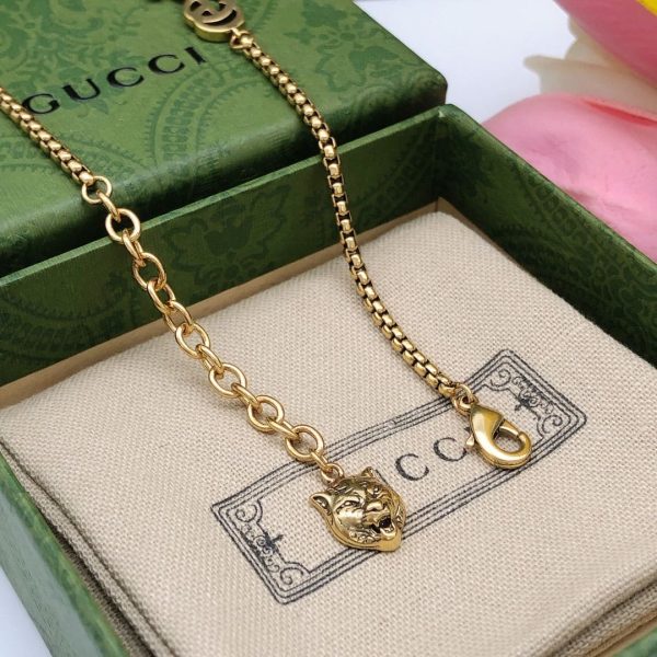 18K Double G Interlocking G Red Flowers Necklace - 图片 4