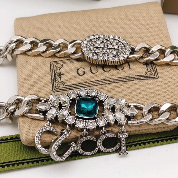 18K Double G Script Diamonds Necklace - 图片 9