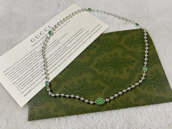 Double G Interlocking G Green Necklace - Image 12