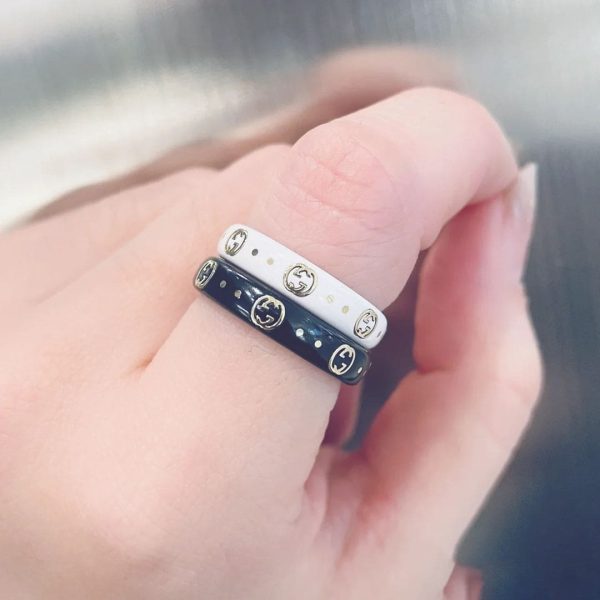 18K Double G Icon White Zirconia Ring - 图片 2