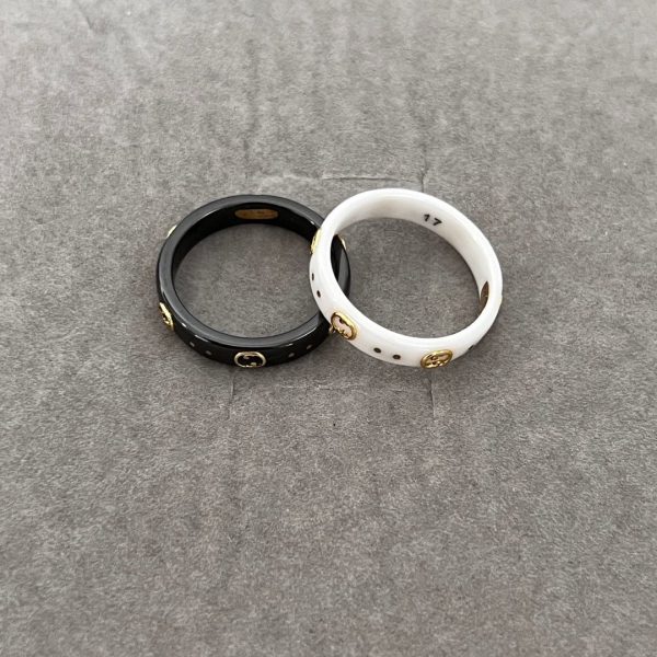 18K Double G Icon Black Corundum Ring - 图片 7