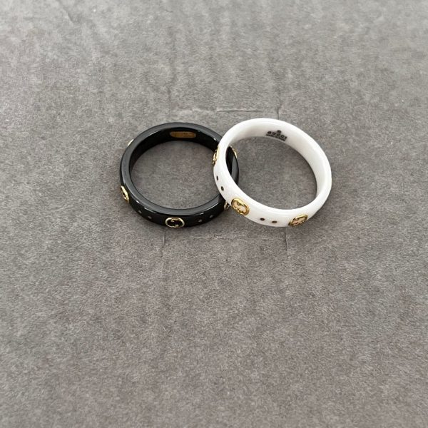 18K Double G Icon Black Corundum Ring - 图片 8