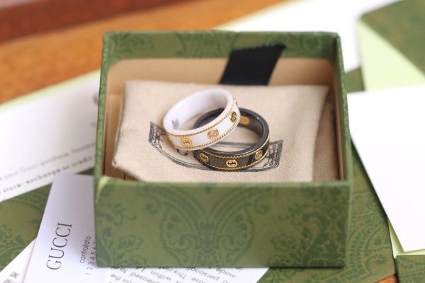 18K Double G Interlocking G Icon White Zirconia Ring - 图片 14