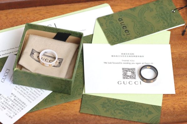 18K Double G Interlocking G Icon White Zirconia Ring - 图片 15