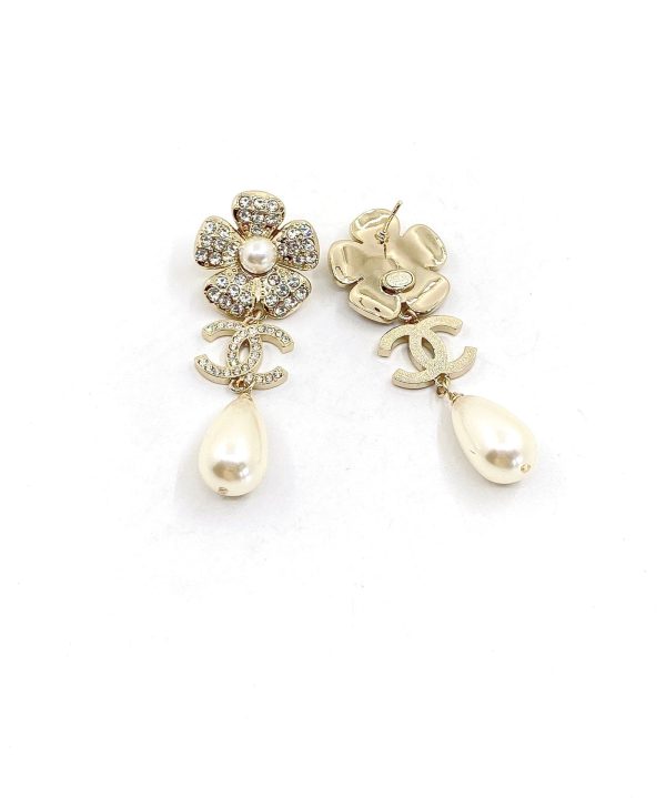 18K CC Pearl Flowers Earrings - 图片 2