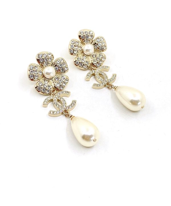 18K CC Pearl Flowers Earrings - 图片 3