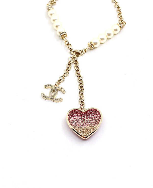 18K CC Pink Heart Diamonds Necklace - 图片 2