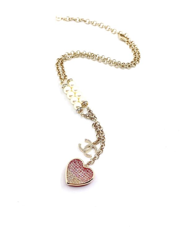 18K CC Pink Heart Diamonds Necklace - 图片 3
