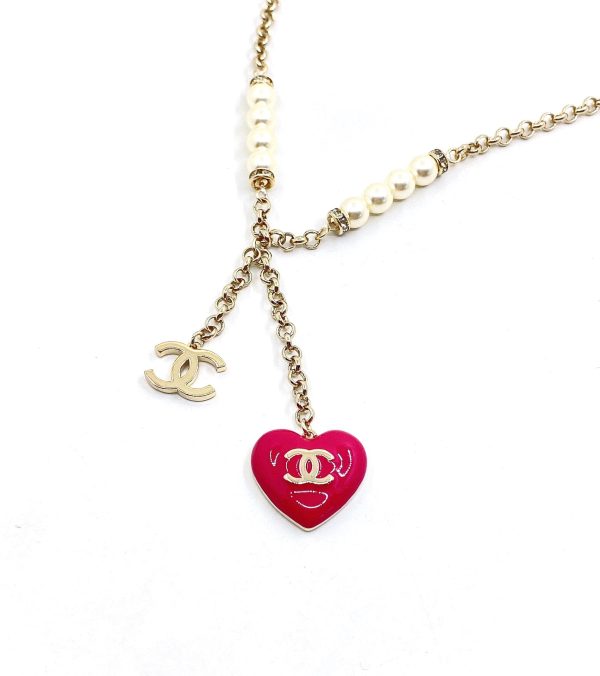 18K CC Pink Heart Diamonds Necklace - 图片 4