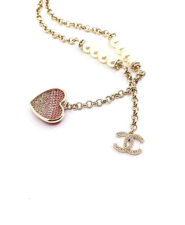 18K CC Pink Heart Diamonds Necklace - 图片 5
