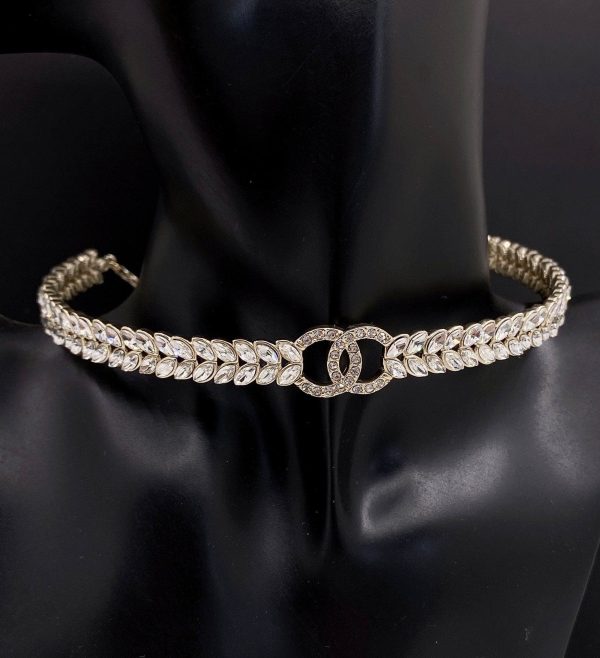 18K CC Chain Choker Diamonds Necklace - Image 3