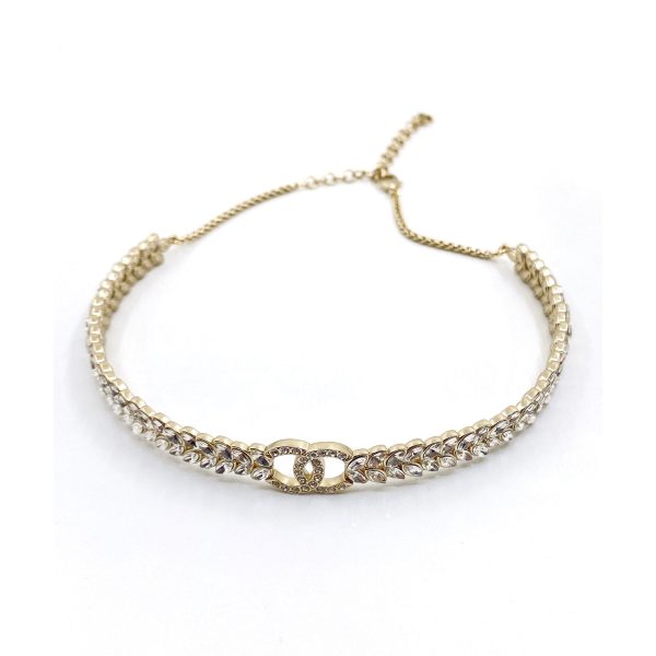 18K CC Chain Choker Diamonds Necklace