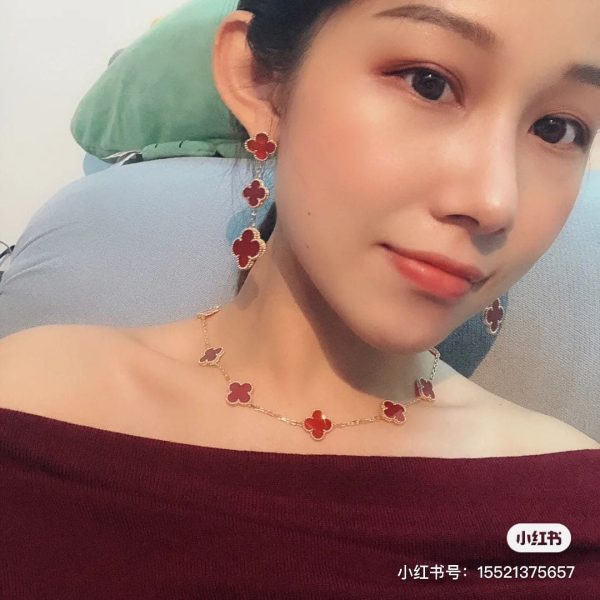 18K Vintage Alhambra Carnelian 10 Motifs Necklace - 图片 3