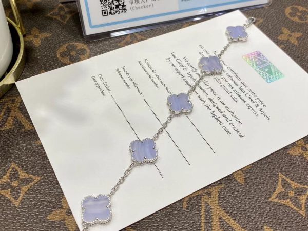 18K Vintage Alhambra Chalcedony 10 Motifs Necklace - 图片 3